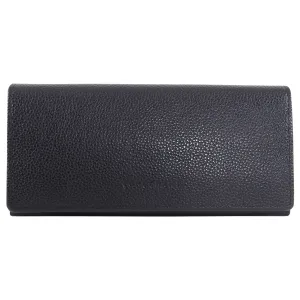 Longchamp Black Grained Leather Continental Wallet