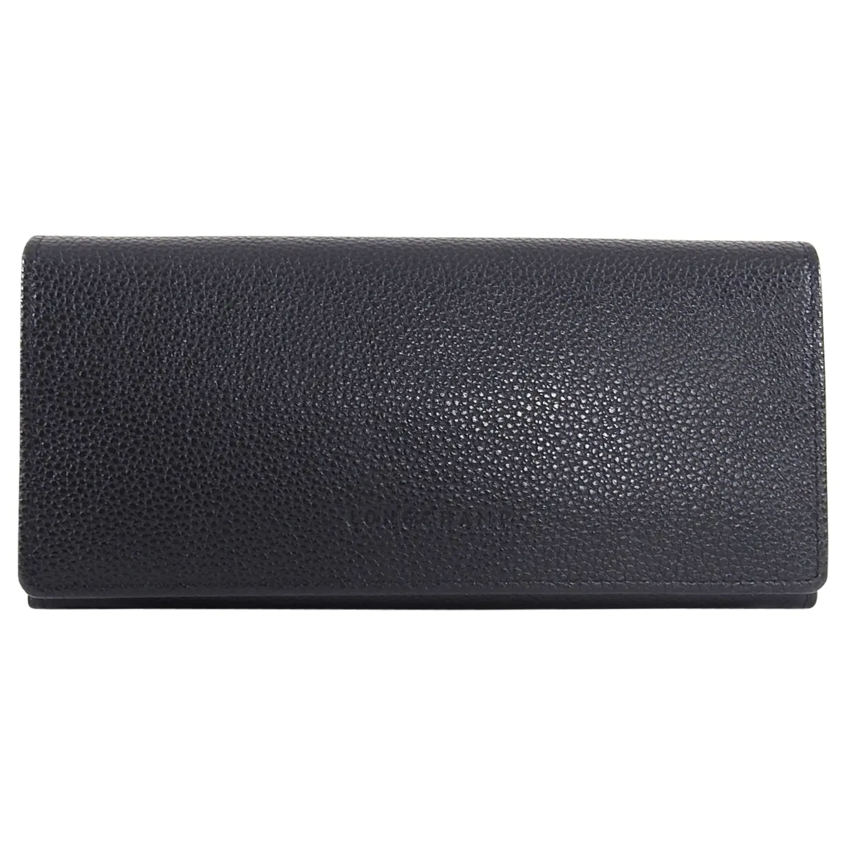 Longchamp Black Grained Leather Continental Wallet
