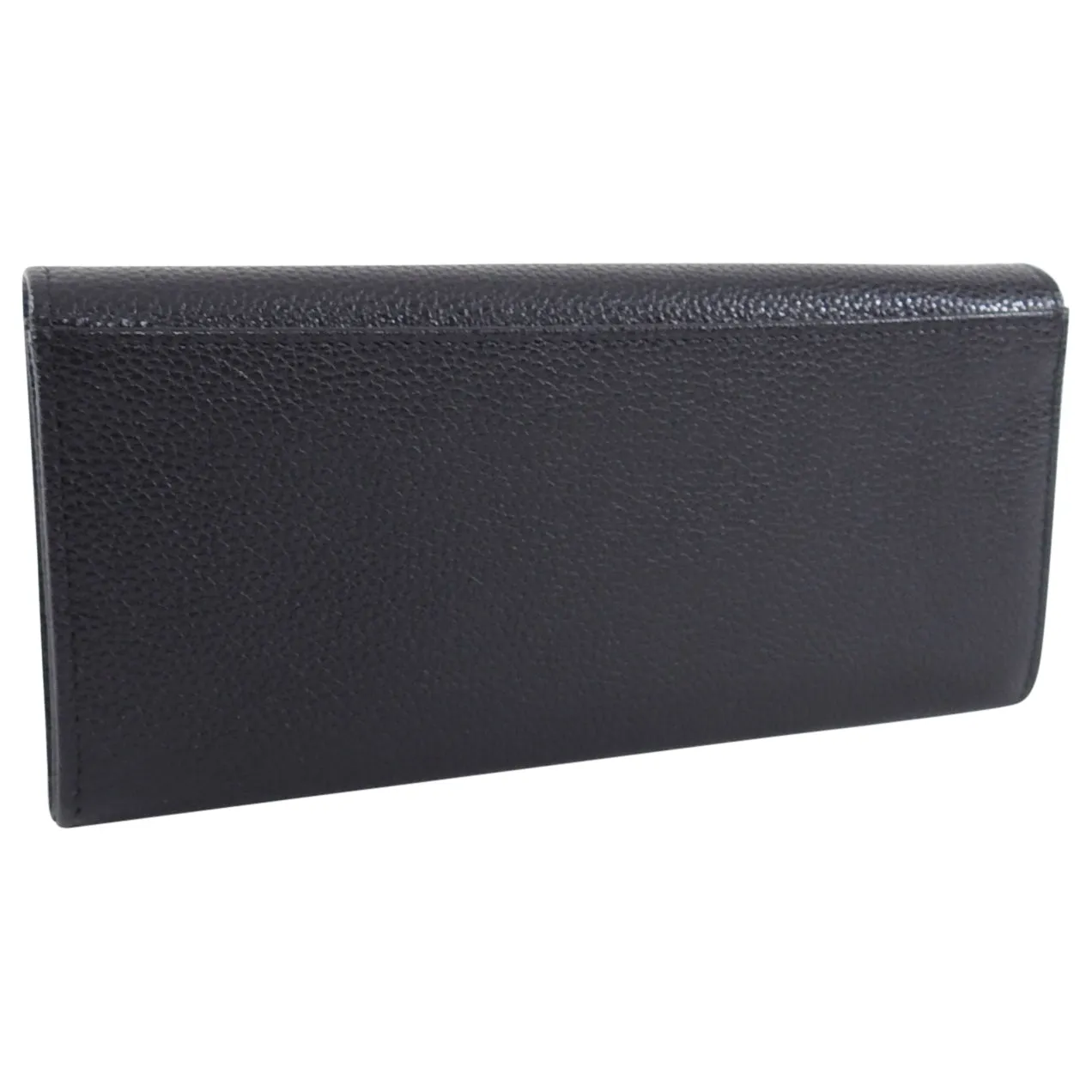 Longchamp Black Grained Leather Continental Wallet