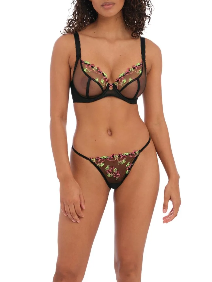 Loveland Sheer Plunge Bra - Black