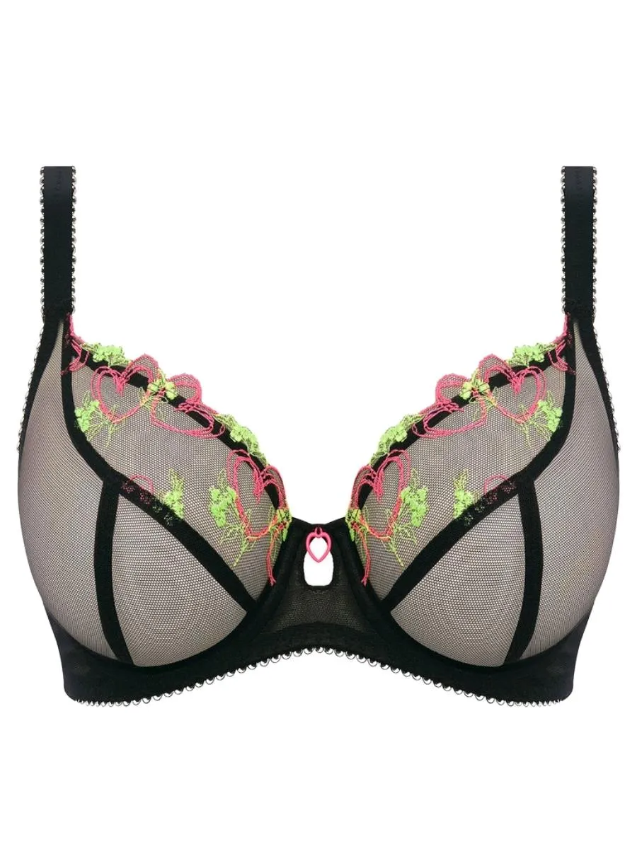 Loveland Sheer Plunge Bra - Black