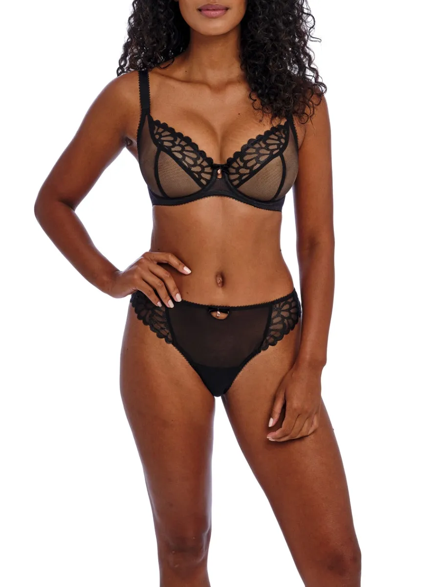 Loveland Sheer Plunge Bra - Bombshell Black
