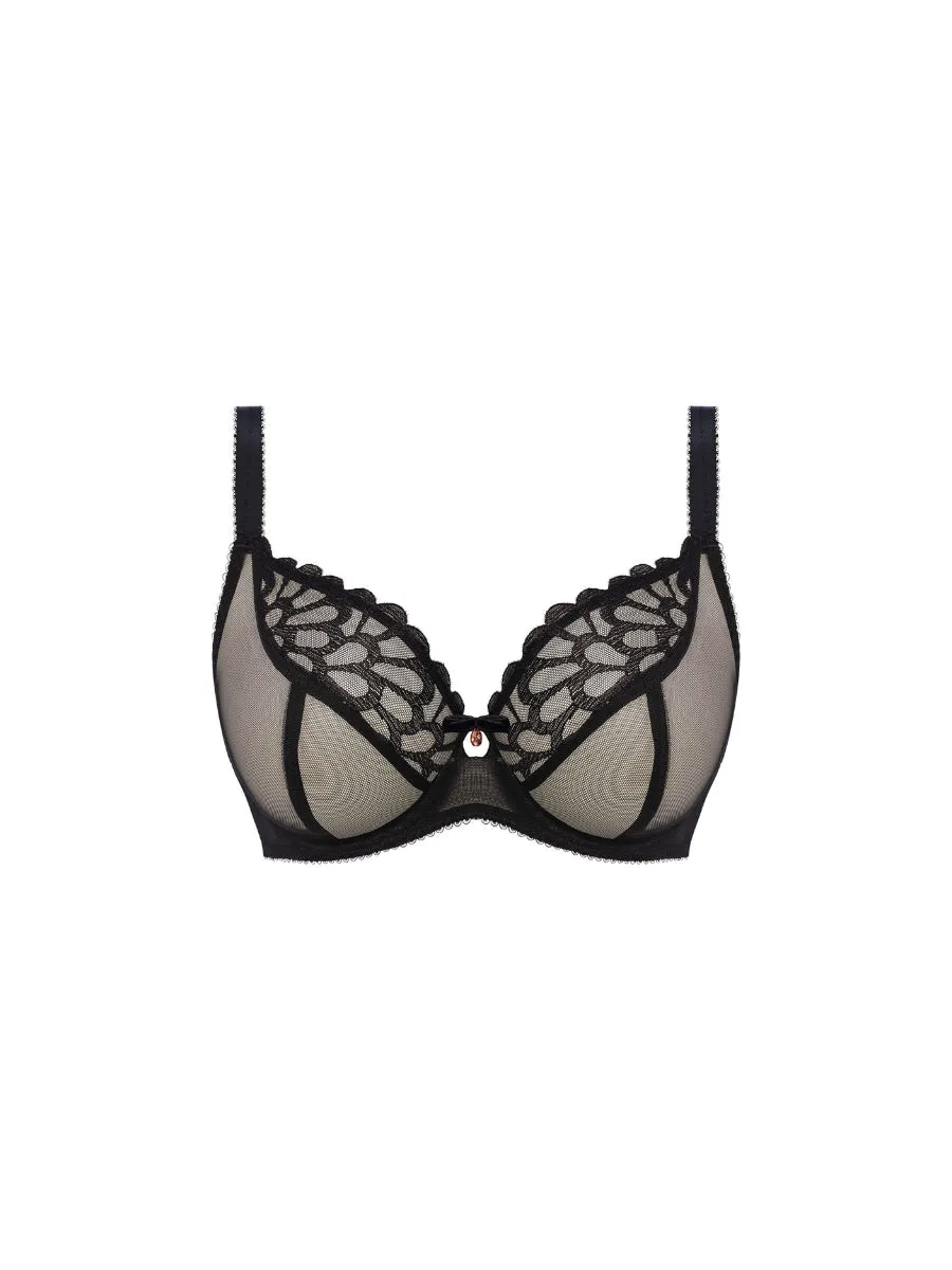 Loveland Sheer Plunge Bra - Bombshell Black