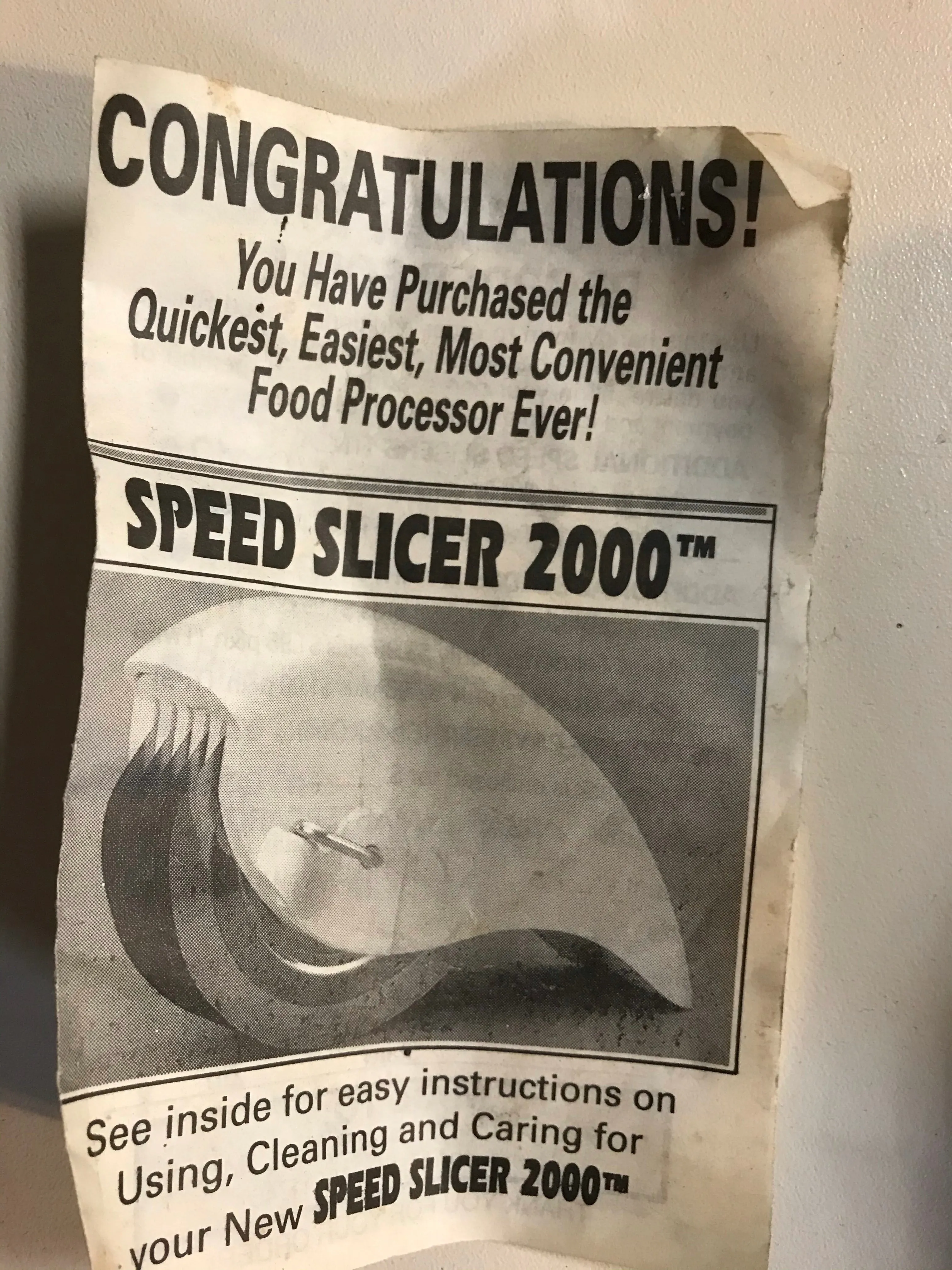 <€€ Vintage Speed Slicer 2000 Food Processor