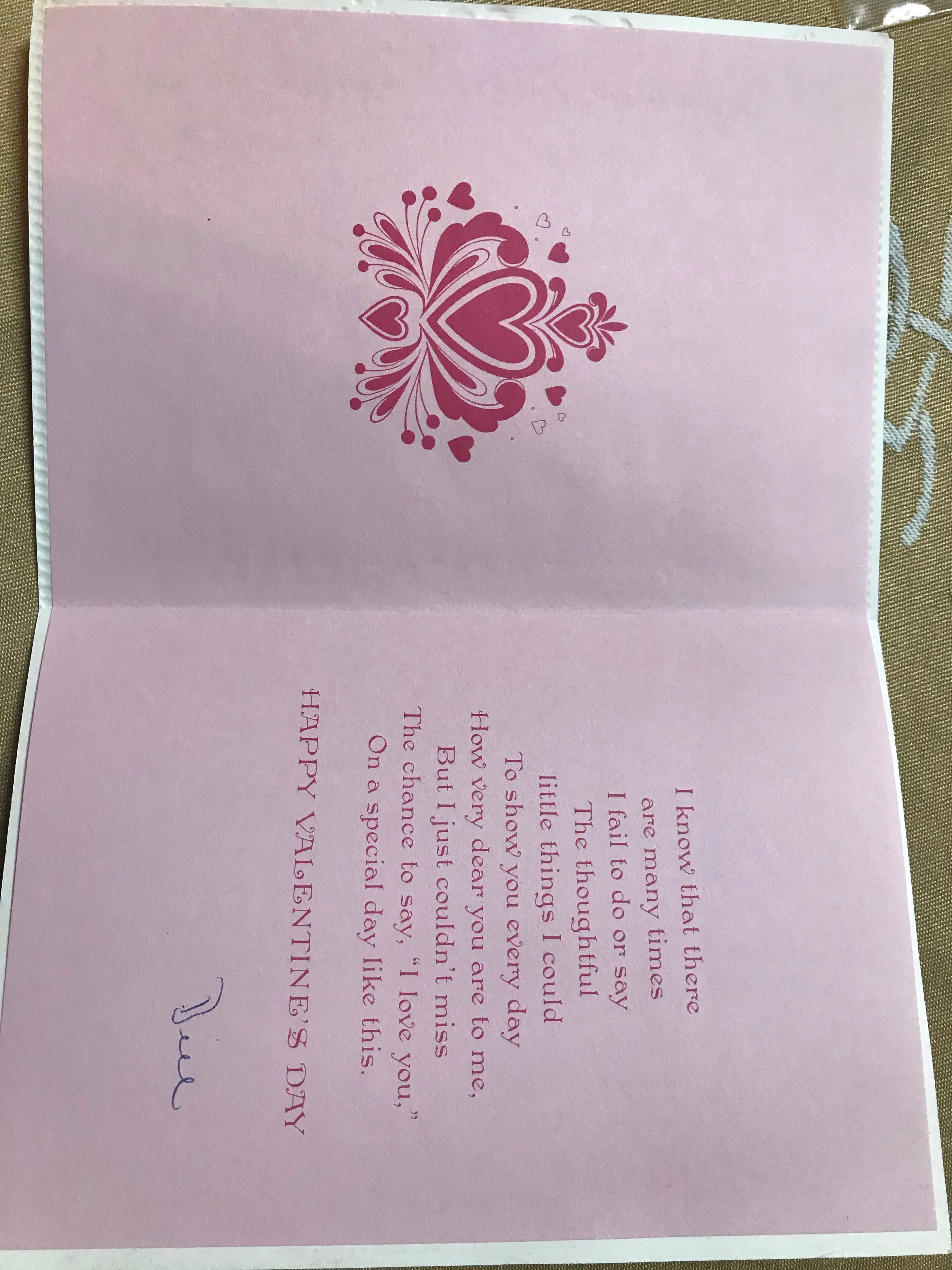<€€ Vintage Valentine's Day CARD for Wife Raised Doves Flowers Used Retired