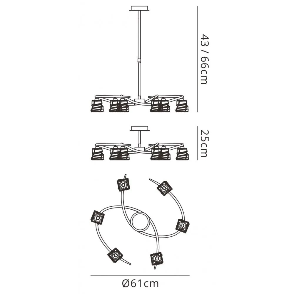 Mantra M3750 Iku Telescopic Convertible 6 Light Satin Nickel