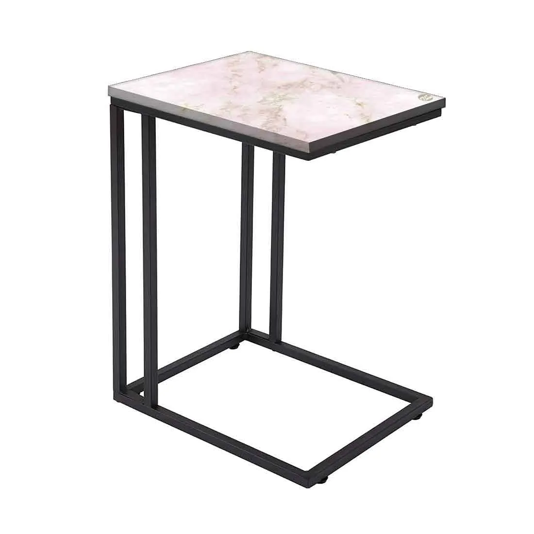 Marble C Shaped Table -Digital Print - Not Real Marble - Pink Effect