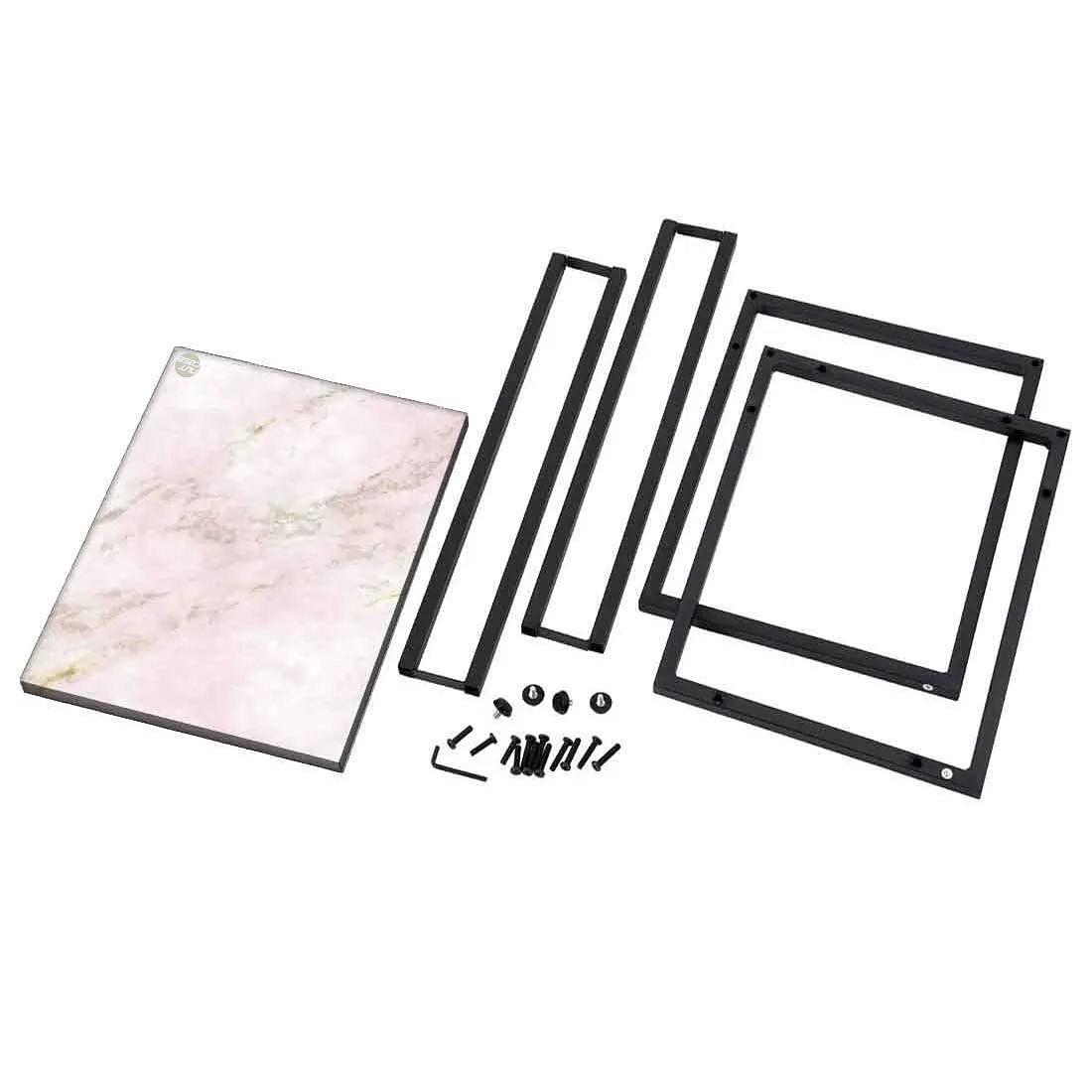 Marble C Shaped Table -Digital Print - Not Real Marble - Pink Effect