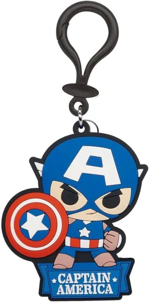 Marvel Captain America Soft Touch Bag Clip - Marvel Captain America Backpack Keychains for Boys and Girls, Cute Marvel Keychain Accessories for Purse, Marvel Key Ring Charms for Marvel Fans - 4.5 Inch
