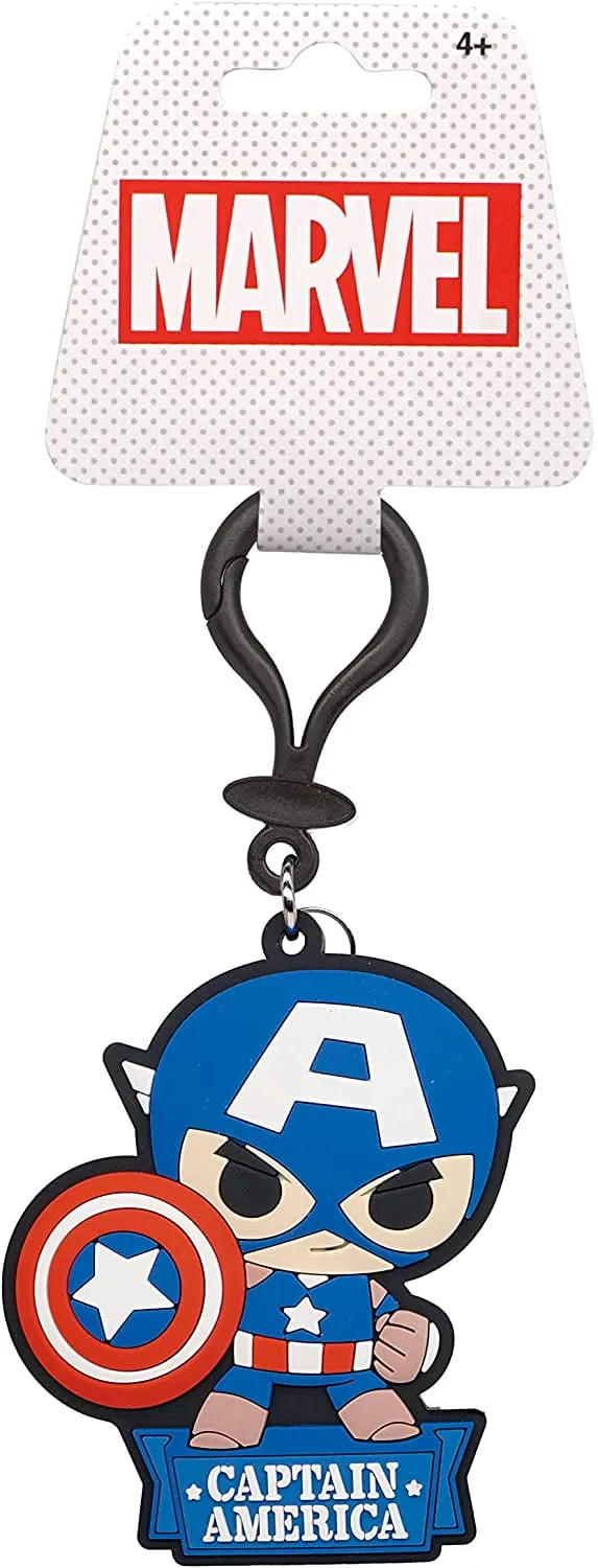 Marvel Captain America Soft Touch Bag Clip - Marvel Captain America Backpack Keychains for Boys and Girls, Cute Marvel Keychain Accessories for Purse, Marvel Key Ring Charms for Marvel Fans - 4.5 Inch