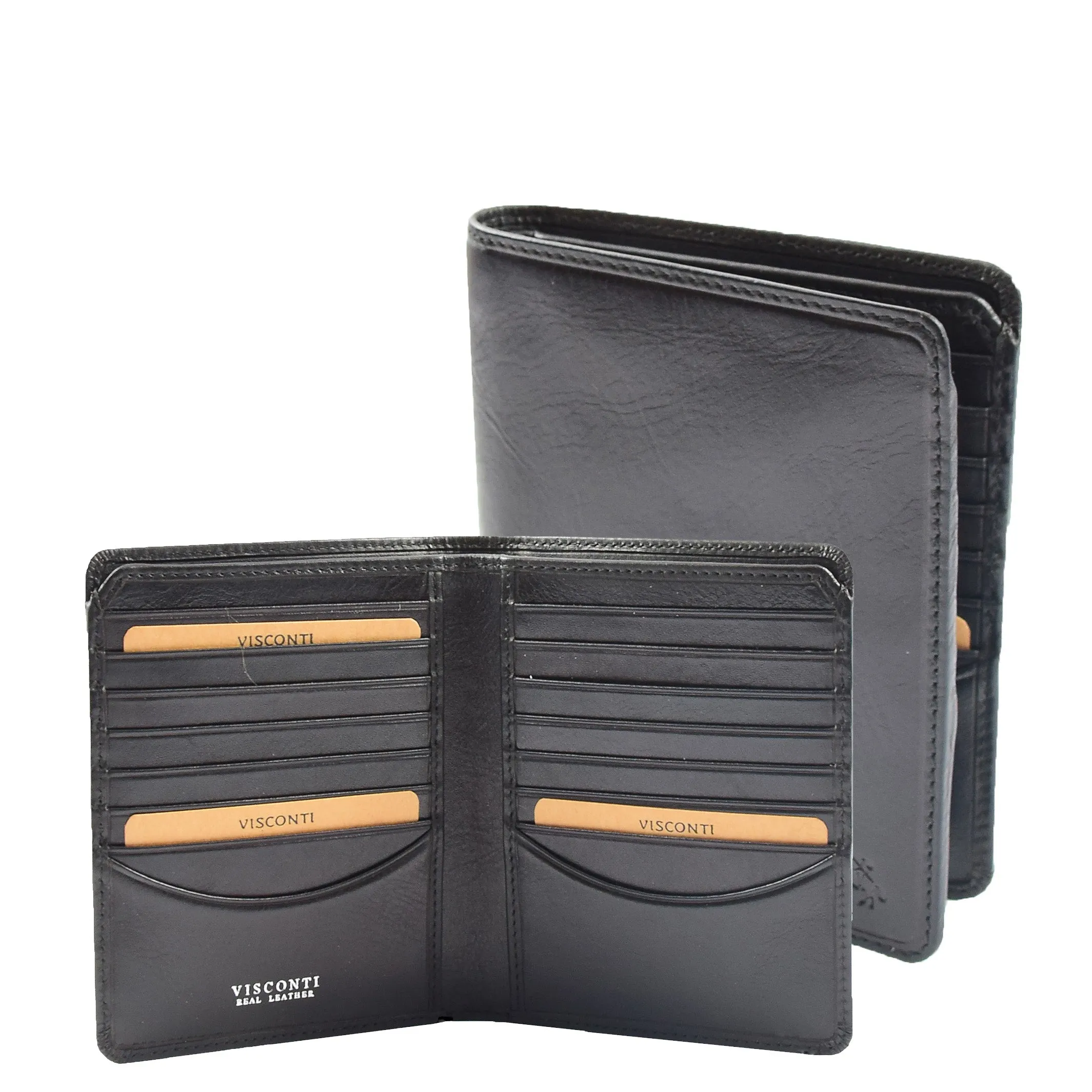 Mens Real Leather Breast Pocket Wallet Coat Purse RFID Safe With Gift Box Sorell Black