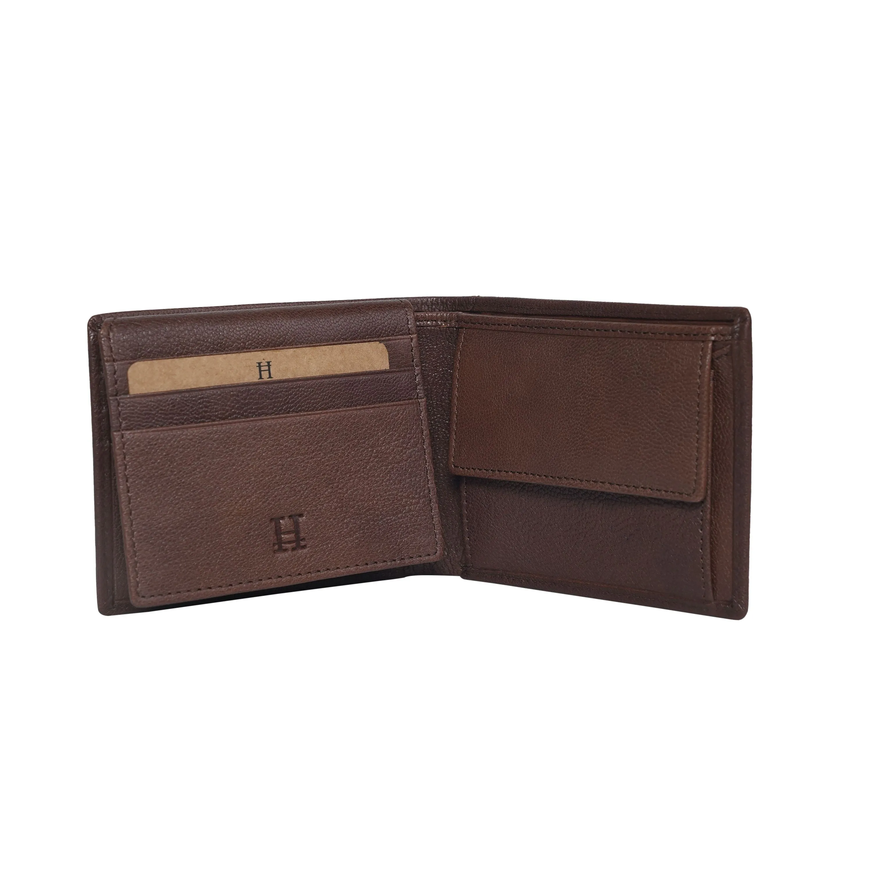 Men's Tan Leather Fold Wallet - Hiroshi