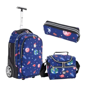 Mini Wheel School Bags Trolly Set of 3pcs Rocketship