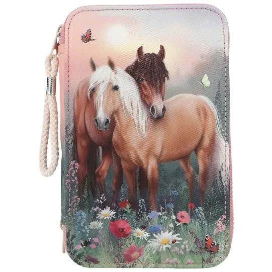 Miss Melody Triple Pencil Case Flowers & Butterflies
