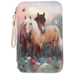 Miss Melody Triple Pencil Case Flowers & Butterflies