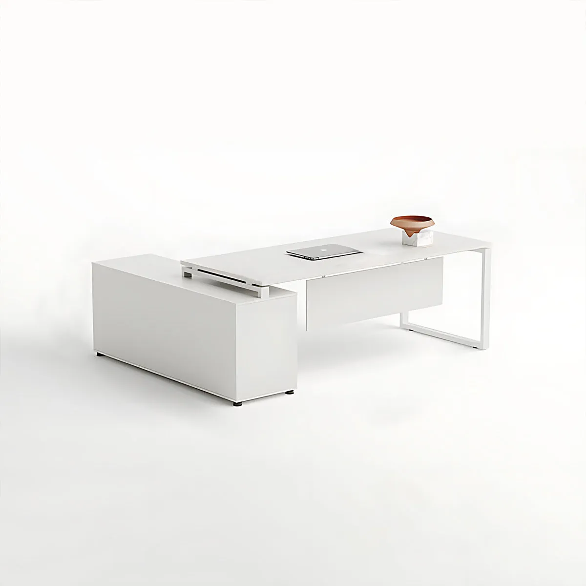 Modern Minimalist Single-Person White Executive Desk