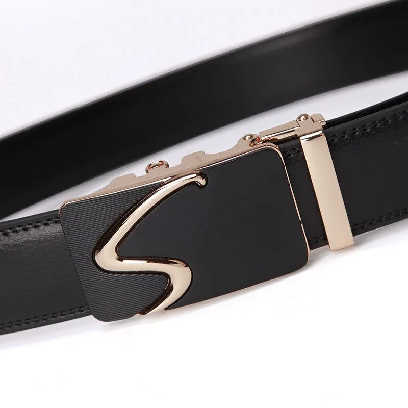 Modern S Buckle Leather Belt