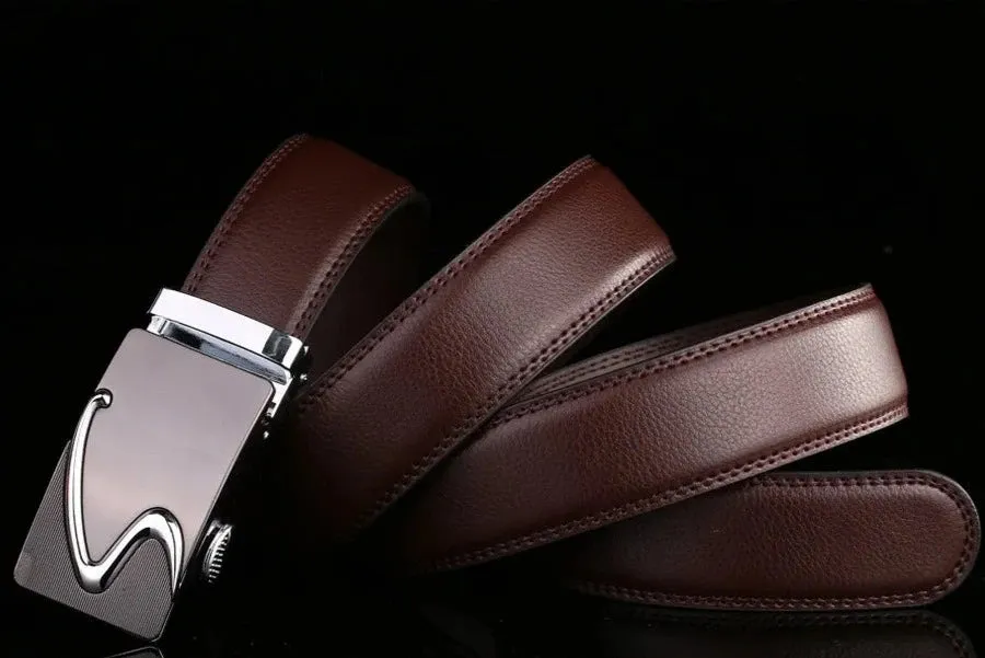 Modern S Buckle Leather Belt