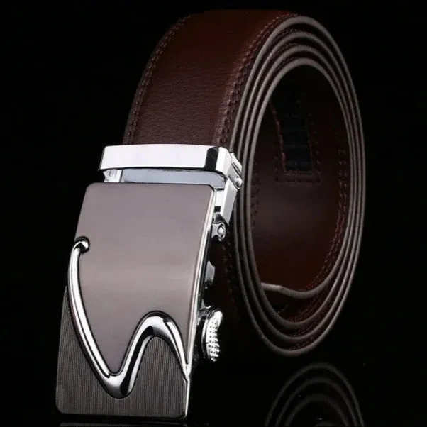 Modern S Buckle Leather Belt