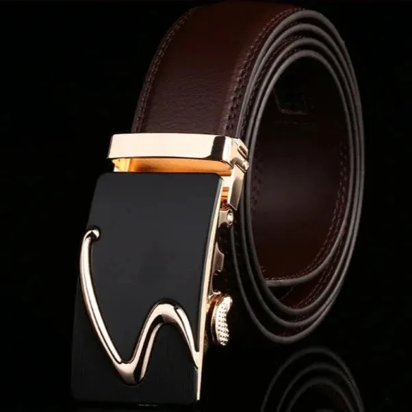 Modern S Buckle Leather Belt