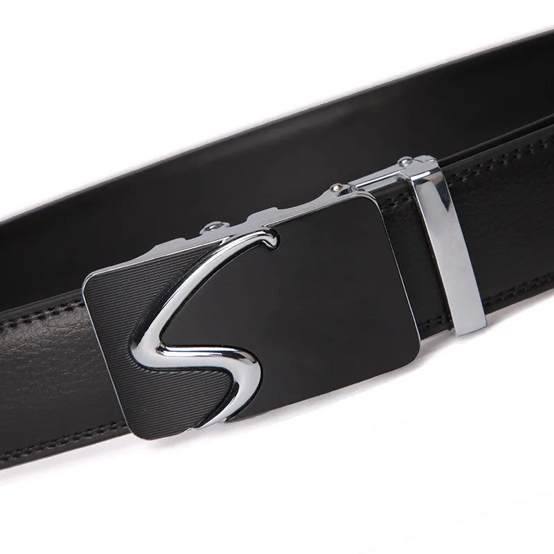 Modern S Buckle Leather Belt