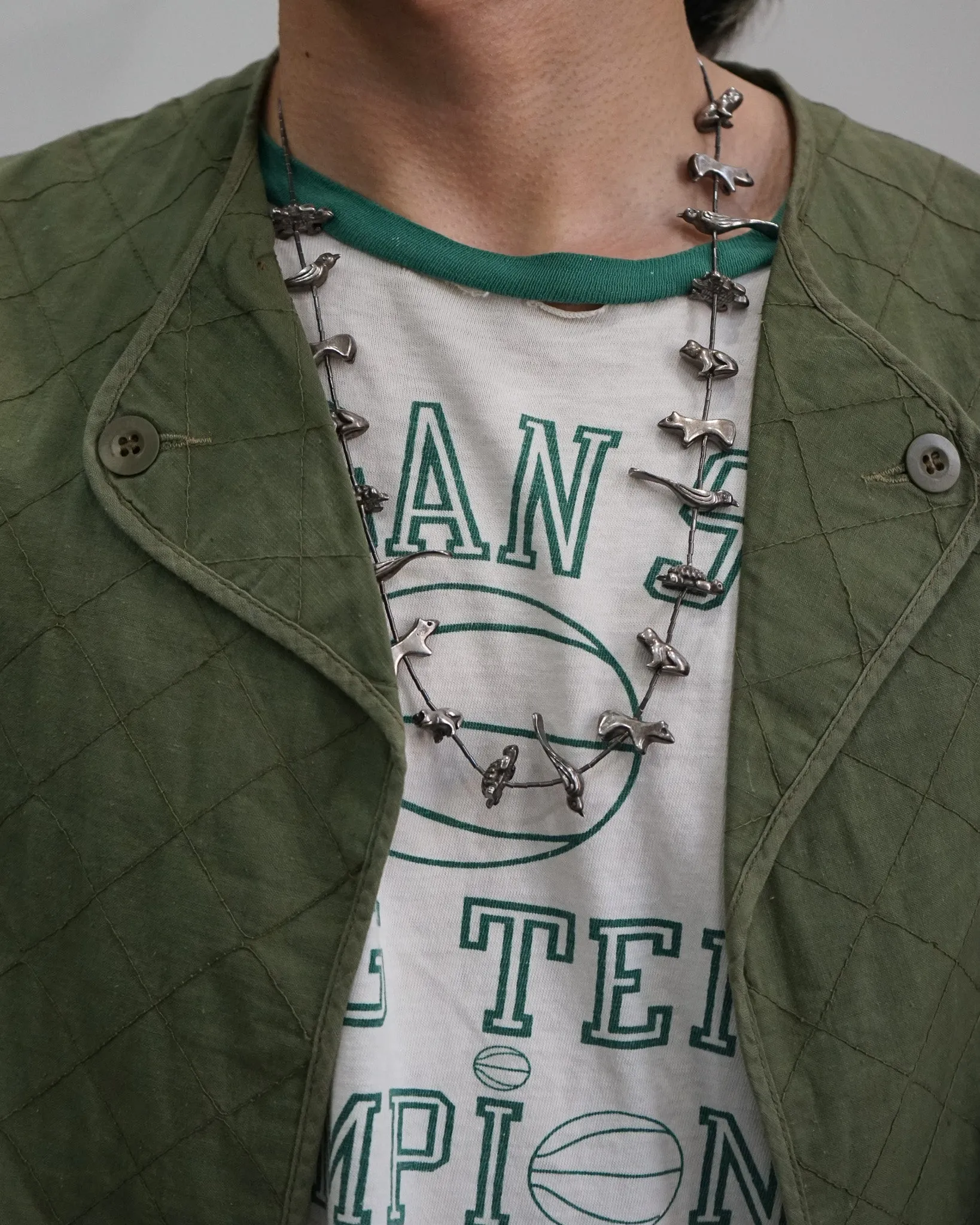 Native American Sterling Silver Fetish Necklace