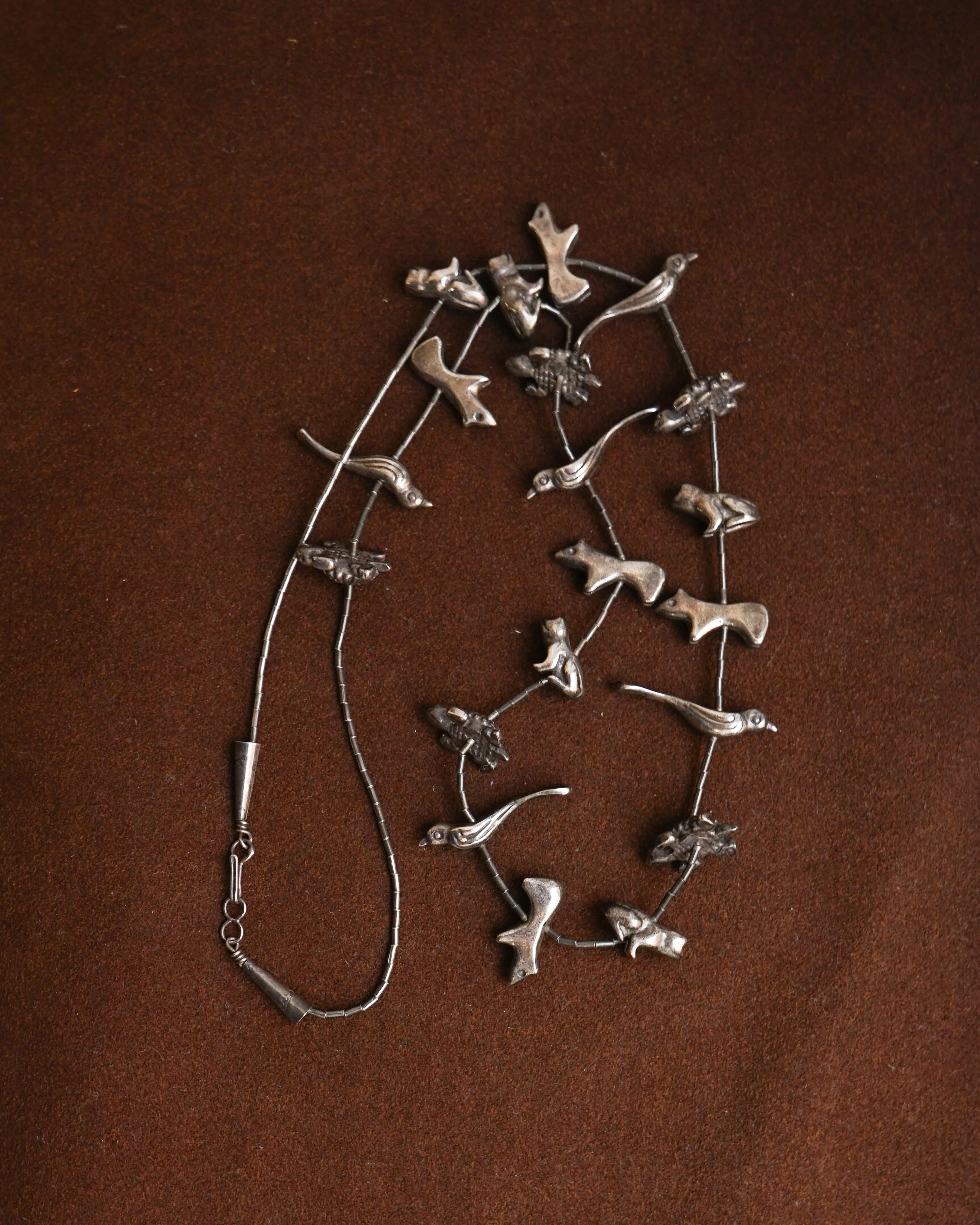 Native American Sterling Silver Fetish Necklace