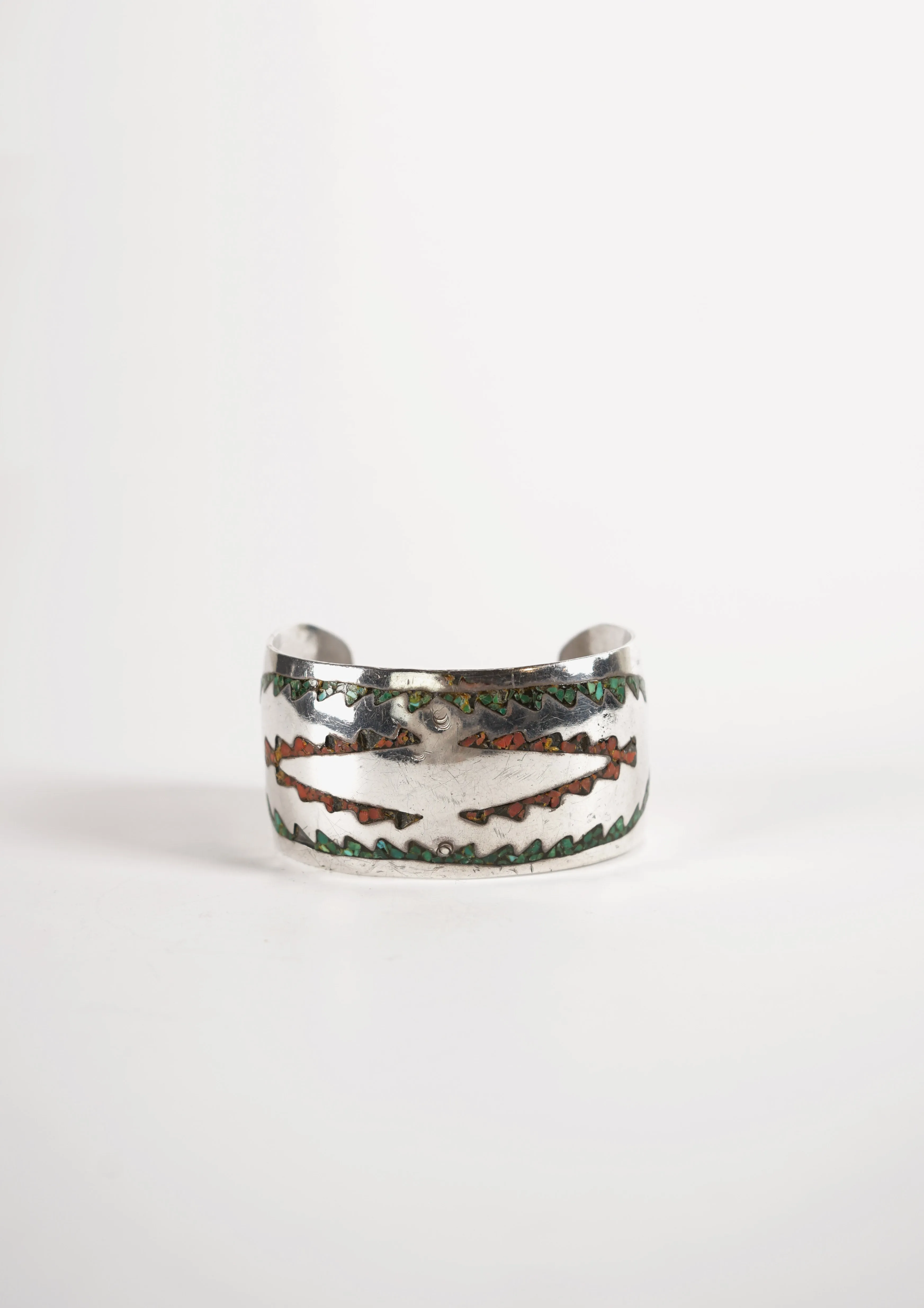 Native Indian Inlay Wide Cuff