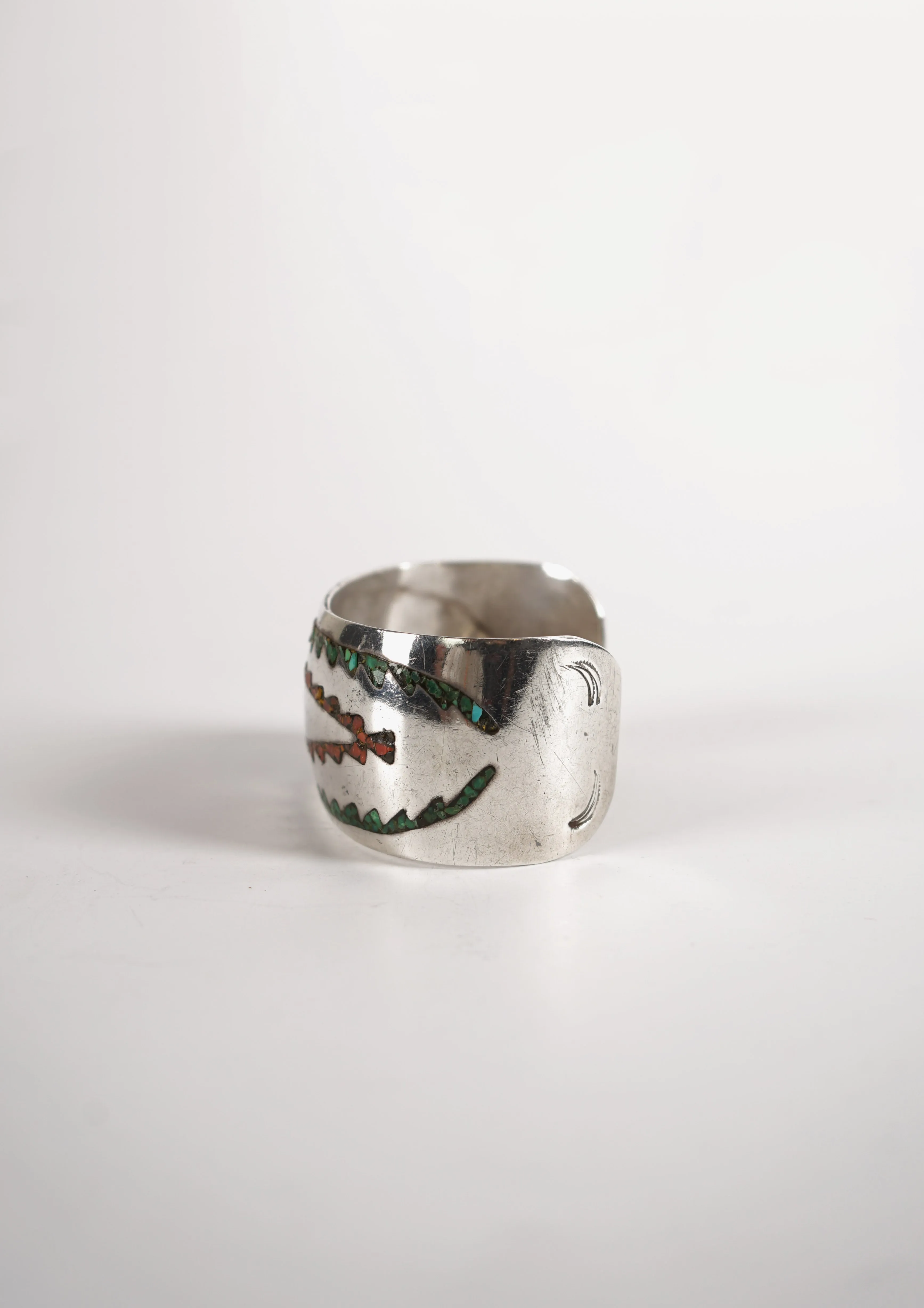 Native Indian Inlay Wide Cuff