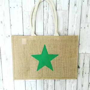 Neon green jute shopper