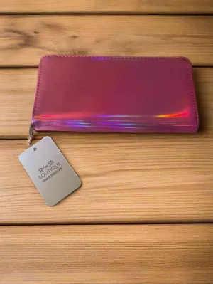 Neon Holographic Single Zipper Wallet