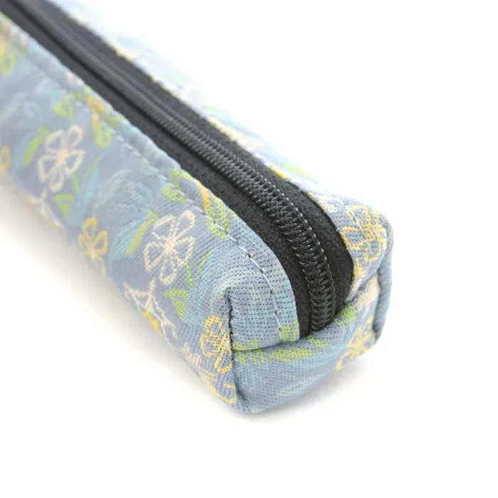 Nishijin-ori Pencil Case - Marrying Mice in the Cut-paper Appearance / Blue-Grey - ,  Made in Kyoto, Japan,  Japanese traditional craft pen case