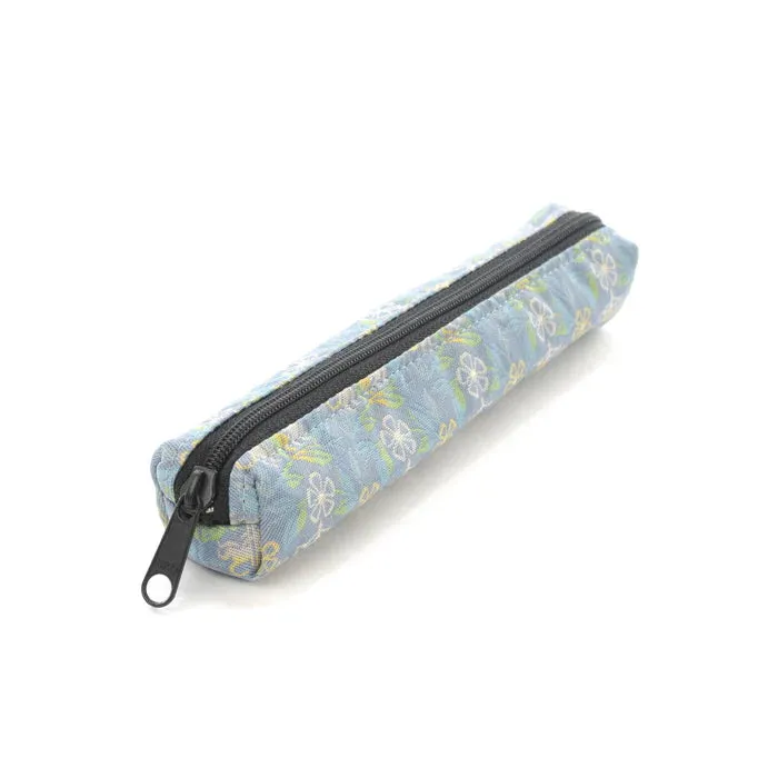 Nishijin-ori Pencil Case - Marrying Mice in the Cut-paper Appearance / Blue-Grey - ,  Made in Kyoto, Japan,  Japanese traditional craft pen case