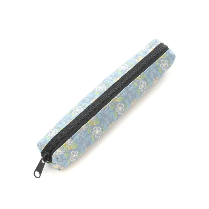 Nishijin-ori Pencil Case - Marrying Mice in the Cut-paper Appearance / Blue-Grey - ,  Made in Kyoto, Japan,  Japanese traditional craft pen case