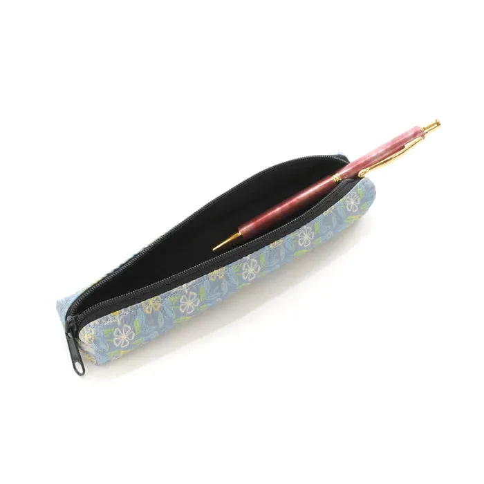 Nishijin-ori Pencil Case - Marrying Mice in the Cut-paper Appearance / Blue-Grey - ,  Made in Kyoto, Japan,  Japanese traditional craft pen case
