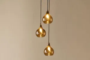 Nkuku Ziva 3 Light Recycled Smoke Brown Glass Cluster Pendant