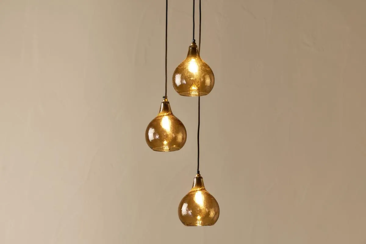 Nkuku Ziva 3 Light Recycled Smoke Brown Glass Cluster Pendant