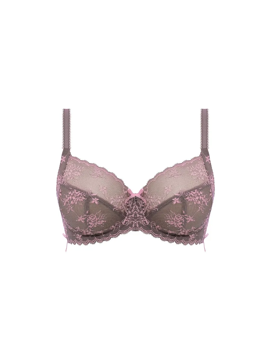 Offbeat Decadence Side Support Bra - Grey/Pink