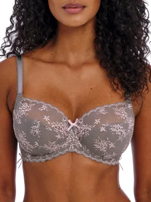 Offbeat Decadence Side Support Bra - Grey/Pink