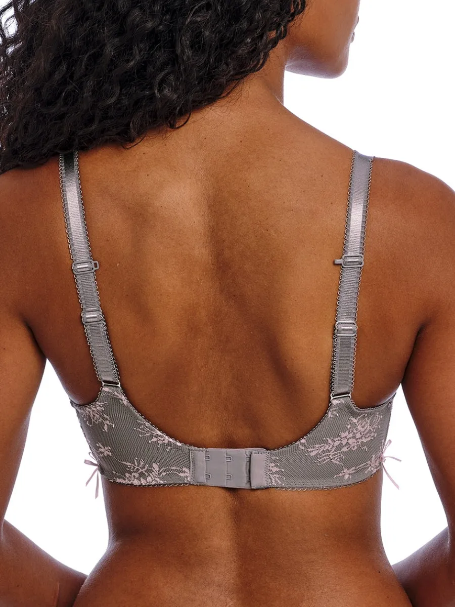Offbeat Decadence Side Support Bra - Grey/Pink