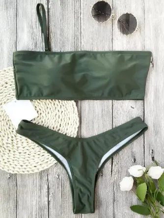 Padded One Strap Bandeau Thong Bikini
