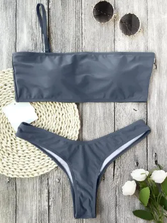 Padded One Strap Bandeau Thong Bikini