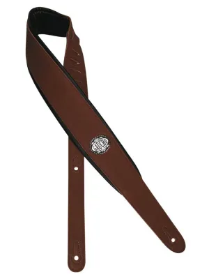 Padded Series Guitar strap, black padded back, dark brown
