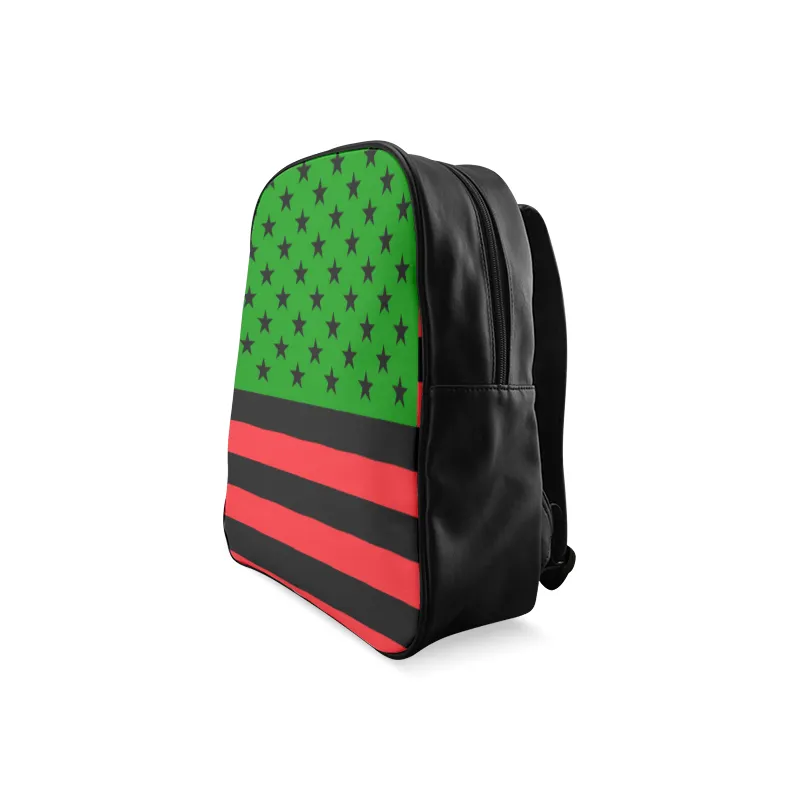 Pan African Stars & Stripes Flag Leather Bookbag
