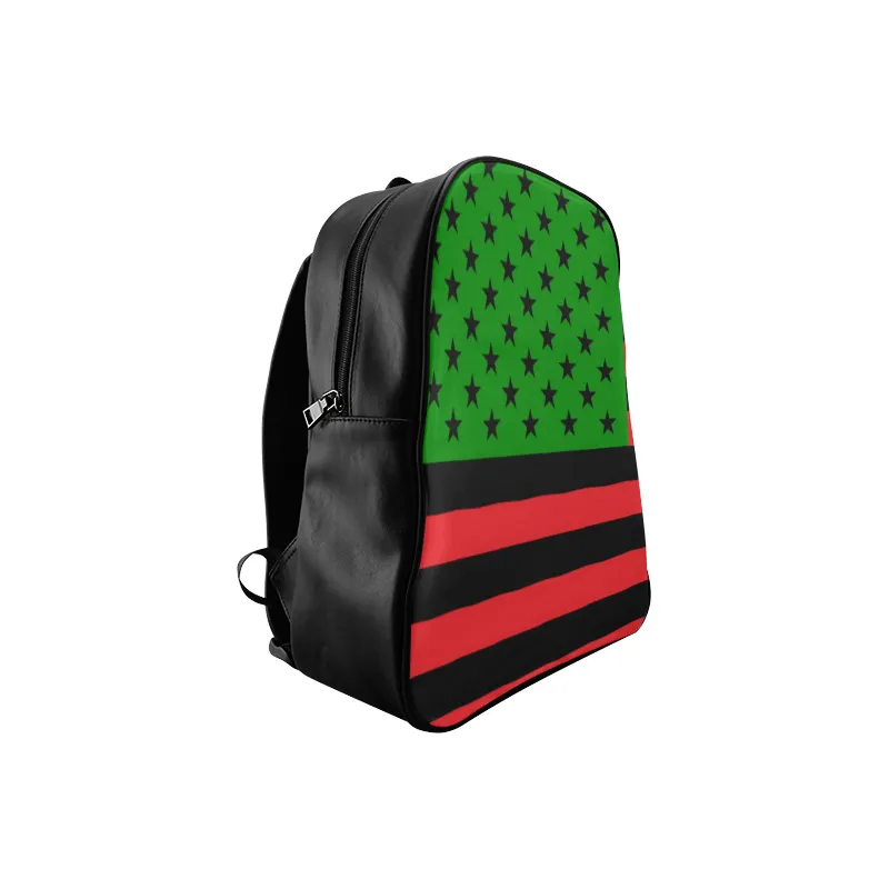 Pan African Stars & Stripes Flag Leather Bookbag