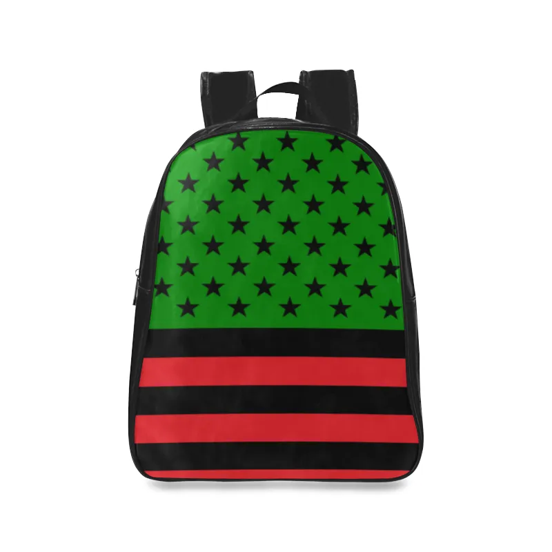 Pan African Stars & Stripes Flag Leather Bookbag