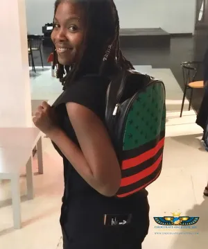 Pan African Stars & Stripes Flag Leather Bookbag