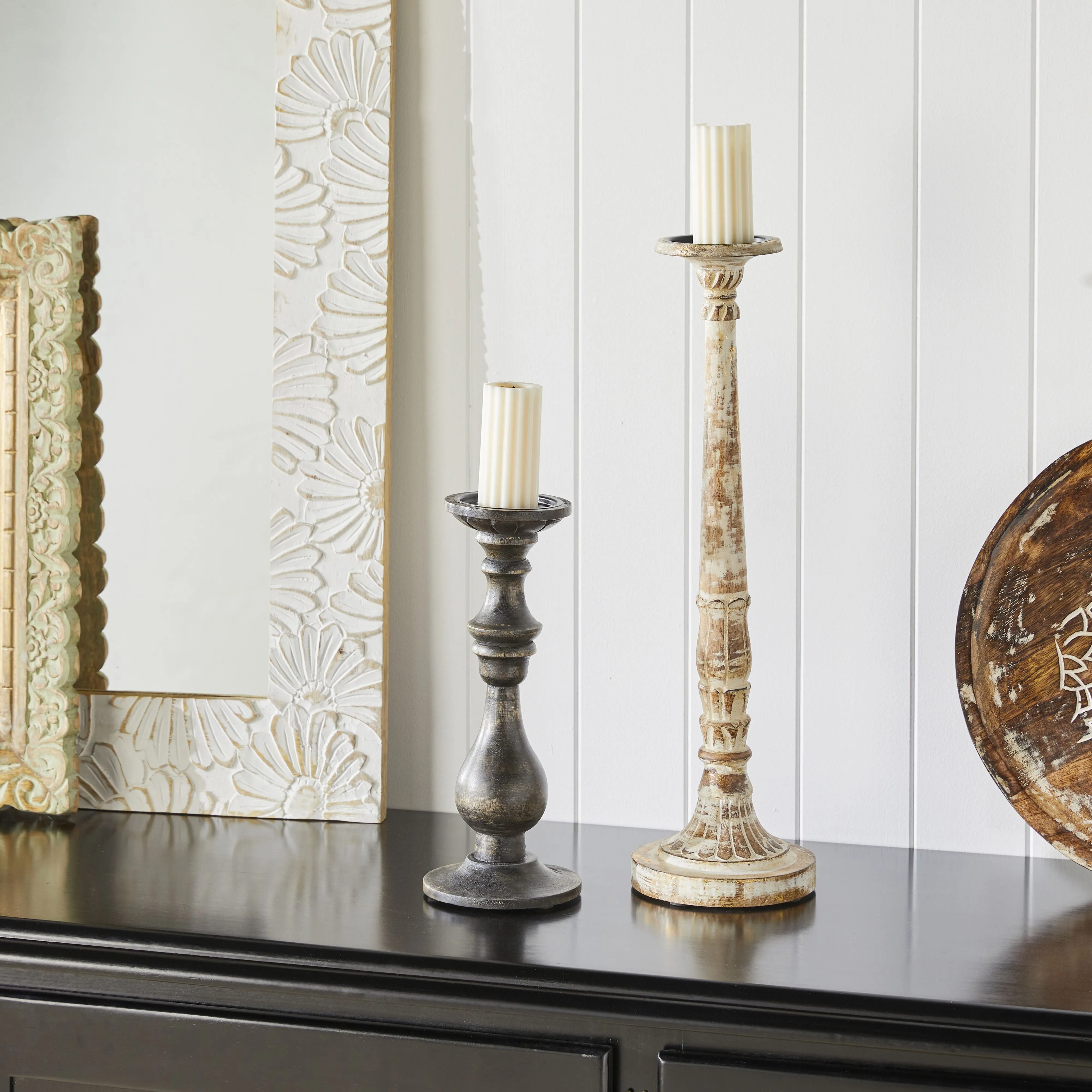 Parvani Candle Stand Noir 32x13x13cm