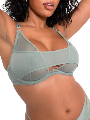 Peep Show Deep Plunge Bra - Sage Green