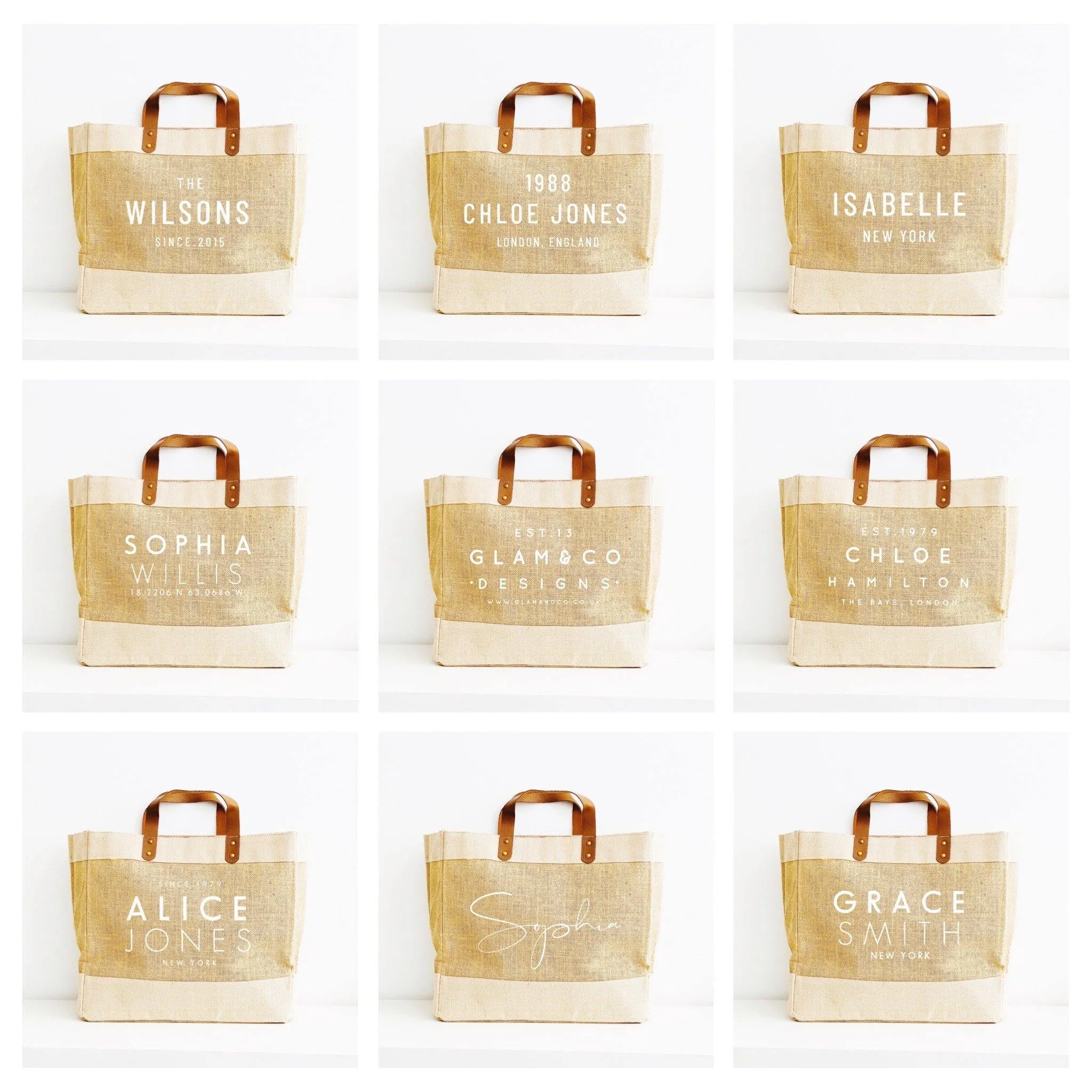 Personalised Jute Tote Bag - Custom place name and date